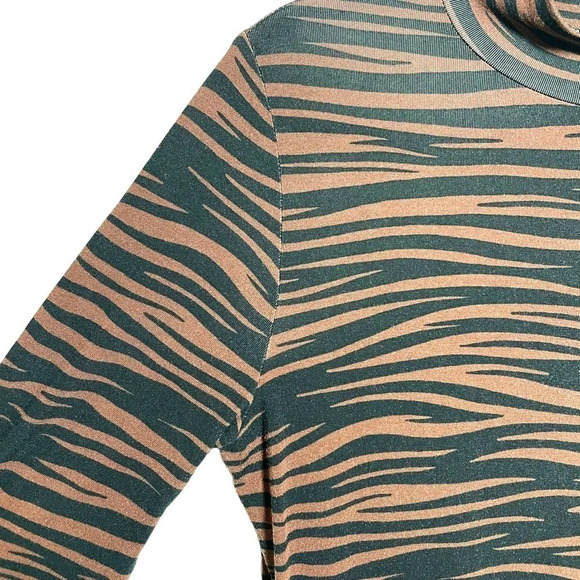 Skies Are Blue Animal Print Long Sleeve Mock Neck Dress in Brown/Black Size XS - Picture 8 of 12